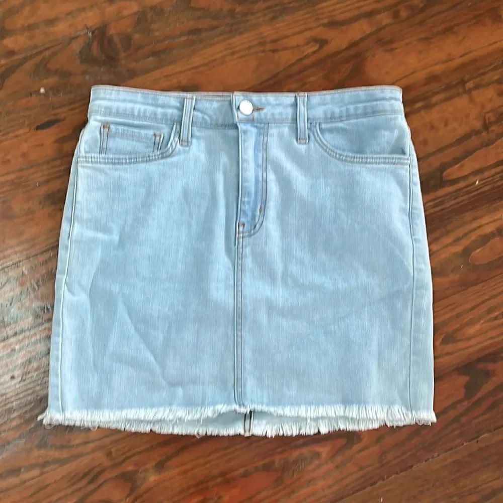 O2 Denim stretch faded mini skirt. Size M
